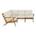 Fairfield Chair Hatteras 86" Wide Outdoor Teak Reversible Patio Sectional w/ Cushions /Natural Hards in Brown/White | 36 H x 86 W x 60 D in | Wayfair