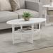 Ebern Designs Sled Oval Coffee Table w/ Storage Wood in White | Wayfair CC33B26B395544779B4A557624AFED68