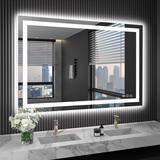 Zipcode Design™ Atherton Modern Frameless Anti-Fog LED Lighted Dimmable Wall Mounted Bathroom Vanity Mirror, in White | Wayfair
