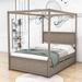 Red Barrel Studio® Dileydi Full Wood Canopy bed w/ Trundle & 2 Drawers Wood in Brown | 71.2 H x 56.9 W x 79.5 D in | Wayfair