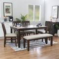 Red Barrel Studio® Betzaira Rectangular 60" L x 35.88" W Dining Set Wood/Upholstered in Brown | 30.25 H x 35.88 W x 60 D in | Wayfair