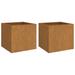 Latitude Run® Planters 2 Pcs 16.5"X15.7"X15.4" Corten Steel Wood in Brown/Red | 18.1 H x 19.3 W x 18.5 D in | Wayfair