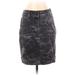 Ann Taylor LOFT Denim Pencil Skirt Knee Length: Gray Camo Bottoms - Women's Size 2 Petite