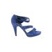 White House Black Market Heels: Blue Solid Shoes - Women's Size 5 1/2 - Open Toe