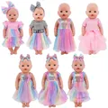 Cute Pink Series Doll Accessories Rainbow Skirts Dresses Suitable For 43Cm Rebirth Doll 18 Inch Doll