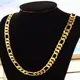 Pure Gold Color Chain Necklace Jewelry 24k Gold 10mm Heavry Figaro Chain Necklace For Men 20” 22"