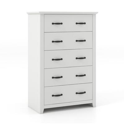 Costway Tall Storage Dresser with 5 Pull-out Drawers for Bedroom Living Room-White