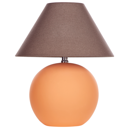 Tischlampe Orange Keramiksockel Leinenschirm 41 cm Textiltrommel Nachttisch Wohnzimmer Schlafzimmer Beleuchtung Traditionell