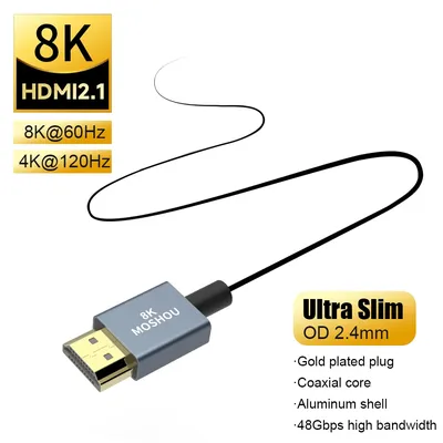MOSHOU HDMI 2.1 8K 60Hz Ultra Slim Flexible Micro HDMI zu HDMI 4K 120Hz HDMI zu HDMI für Kamera Xbox PS5 Samsung QLED TV Laptop