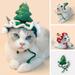 Festive Cat Christmas Hat with Xmas Tree Design - Handmade Wool Knitted Pet Headwear for Comfortable Winter Dress-Up Easily Adjustable with Tie Fixing