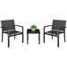 3 Pieces Patio Furniture Set Modern Porch Furniture Lawn Chairs with Coffee Table for Home Lawn and Balcony Black