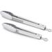 Premium Silicone Set of 2 Cooking Tongs 9-Inch & 12-Inch BPA Free Non-Stick Stainless Steel BBQ Grilling Locking Food Tong Light Grey