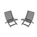 Adirondack Chair Folding Xavier Chair Set of 2 HDPE Plastic Portable Outdoor Chairs One step Assembly Plastic Adirondack Chair for Beach Poolside Fishing Fire Pit Camping Patio Garden Indoors Grey