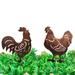 NUOLUX 2Pcs Garden Metal Hen Stake Hen Stake Signs Yard Scene Layout Art Hen Rooster Garden Stakes