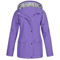 snowsong Jackets for Women Rain Jacket Women Plus Outdoor Hooded Raincoat Solid Size Rain Jacket Windproof Women Women s Coat Winter Jackets for Women Coats for Women Purple M