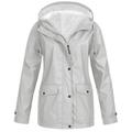 snowsong Women Solid Colors Plush Rain Outdoor Plus Size Hooded Raincoat Windproof Jacket Coat Jackets for Women Rain Jacket Women Winter Jackets for Women Coats for Women Grey 5XL