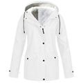 snowsong Coats For Women Winter Coats For Women Women Solid Plush Thickening Jacket Outdoor Plus Size Hooded Raincoat Windproof Fall Jacket For Woman White 3XL
