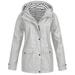 snowsong Coats for Women Winter Coat Plus Jacket Outdoor Windproof Hooded Solid Women Coat Rain Raincoat Women s Coat Rain Jacket Women Jackets for Women Trench Coat Women Grey XL