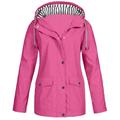 snowsong Coats For Women Winter Coats For Women Plus Outdoor Hooded Raincoat Solid Size Rain Jacket Windproof Women Women s Coat Fall Jacket For Woman Hot Pink M