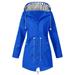 snowsong Coats For Women Winter Coats For Women Outdoor Hooded Jackets Solid Womenâ€™S Rain Raincoat Windproof Jacket Women s Coat Fall Jacket For Woman Blue 4XL