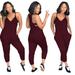 Riforla Womens Solid Camisole Jumpsuits V Neck Sleeveless Rompers Casual Jogger Rompers with Pockets Women s Jumpsuit M