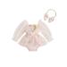 Gwiyeopda Newborn Toddler Baby Girls 2 Piece Outfits Floral Long Sleeves Mesh Tulle Romper Dress and Cute Headband