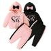 Esaierr 3M-3Y Girls Hoodie Sweat Pants Set Baby Girls Alphabet Hooded Cargo Pants Two-Piece Newborn Spring Fall Hooded Top Solid Color Pants Outfit