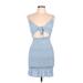 Ocean Drive Clothing Co. Casual Dress - Party V-Neck Sleeveless: Blue Dresses - Women's Size Large