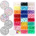 1900Pcs Bead Bracelet Making Kit Letter Bead Jewellery Making Kit Colorful Beads Bracelet Making Kit with Barrel Beads Letter Beads Elastic Cord Heart and Shape Beads for Kids Girls DIY Jewellery