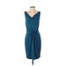 Ann Taylor Casual Dress - Sheath Cowl Neck Sleeveless: Blue Print Dresses - Women's Size Small