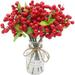 8 Pcs Artificial Berry Stems Christmas Holly Berry Pick Red Spray Flower Bouquet Filler Floral Arrangement Bouquet Filler for Home Wedding Party Christmas Decoration (8 Red)