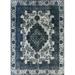 Ahgly Company Indoor Rectangle Mid-Century Modern Dark Blue Grey Blue Oriental Area Rugs 5 x 7