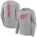 Men's Fanatics Branded Heather Gray Detroit Red Wings Personalized Name & Number Long Sleeve T-Shirt