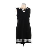 Talbots Casual Dress - Sheath Crew Neck Sleeveless: Black Chevron/Herringbone Dresses - Women's Size 10 Petite
