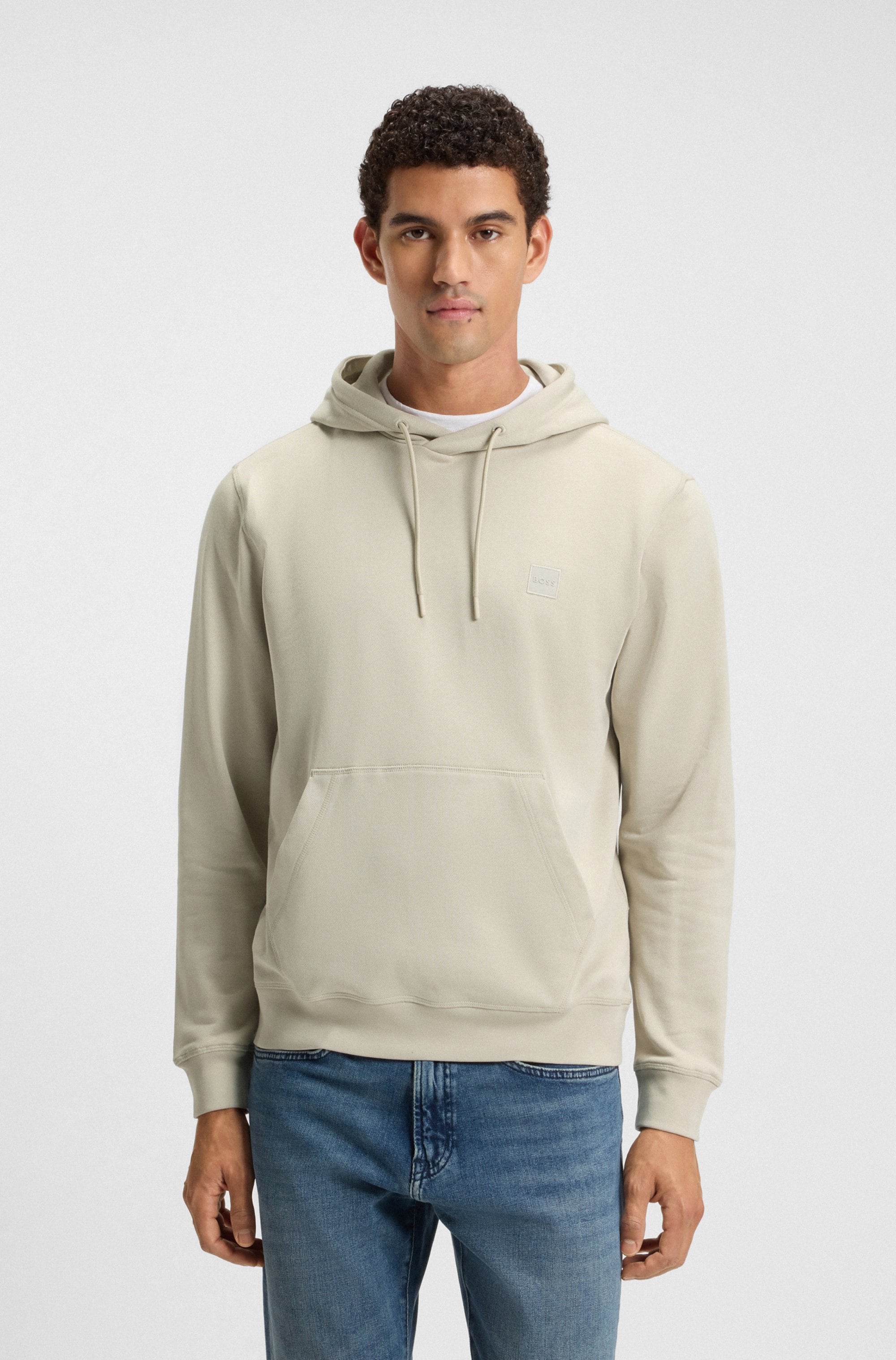 Kapuzensweatshirt BOSS ORANGE "Wetalk", Herren, Gr. XL, beige (271_light_beige), Sweatware, Obermaterial: 100% Baumwolle, unifarben, regular fit hüftlang, hoch geschlossener Ausschnitt, weit Bündchen, Sweatshirts, mit gesticktem BOSS Markenlabel