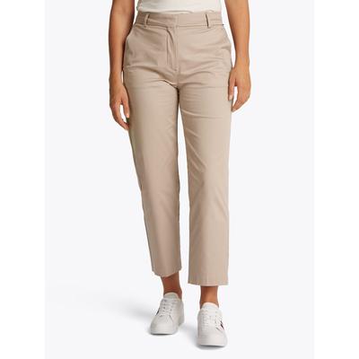 Chinohose TOMMY HILFIGER, Damen, Gr. 42, N-Gr, beige, Web, Obermaterial: 65% Baumwolle, 33% Lyocell, 2% Elasthan, unifarben, casual, slim fit 7/8-Länge, Hosen, mit Bügelfalten Image