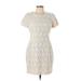 French Connection Casual Dress - Mini High Neck Short sleeves: Ivory Dresses - Women's Size 10