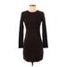 Zara Basic Casual Dress - Mini High Neck Long sleeves: Brown Solid Dresses - Women's Size Small