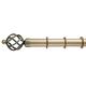 Kestral 28 mm Fixed Length Metal Curtain Poles Cage Finials Curtain Pole Fixing Included, Antique Brass 240cm