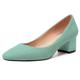 NUMALEO Women 2 Inch Solid Chunky Suede Slip On Square Toe Office Low Heel Casual Court Shoes Turquoise Size 4.5