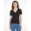 T-Shirt TOMMY HILFIGER Gr. S (36), schwarz (black) Damen Shirts V-Shirts