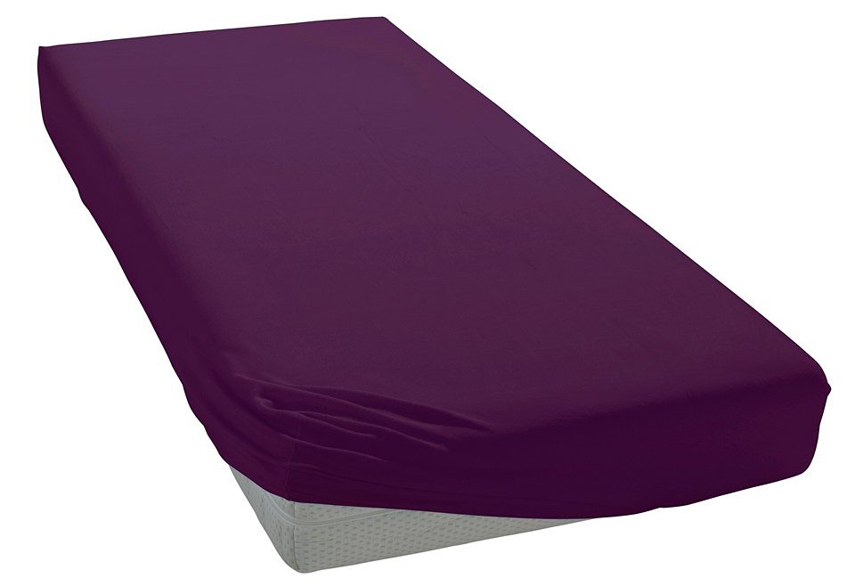 Spannbettlaken BELLANA "Melone in Gr. 70x140, 90x200, 140x200 oder 180x200 cm", lila (violett), L:200cm, Mako-Jersey, Obermaterial: 100% Baumwolle, Bettlaken, Baumwolle, Matratzen bis 25cm Höhe, Spannbetttuch auch für Kinder