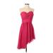 H&M Cocktail Dress - A-Line Sweetheart Sleeveless: Pink Print Dresses - Women's Size 8