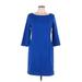 Gap Casual Dress - Sheath Boatneck 3/4 sleeves: Blue Solid Dresses - Women's Size 10