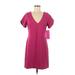 Betsey Johnson Casual Dress V-Neck Short Sleeve: Pink Solid Dresses - New - Women's Size 6