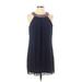 Iz Byer Casual Dress - Mini Crew Neck Sleeveless: Blue Solid Dresses - Women's Size Large