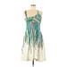 Calvin Klein Casual Dress - Mini Scoop Neck Sleeveless: Green Print Dresses - Women's Size 8