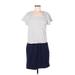 Gap Casual Dress - DropWaist Scoop Neck Short sleeves: White Color Block Dresses - Women's Size Medium