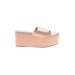 Sheln Sandals: Slip On Wedge Cocktail Party Pink Solid Shoes - Women's Size 7 - Open Toe