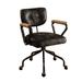 17 Stories Quinnlan Genuine Leather Office Chair, Swivel Computer Chair, Home Office Chair in Black/Brown | 32 H x 24 W x 25 D in | Wayfair